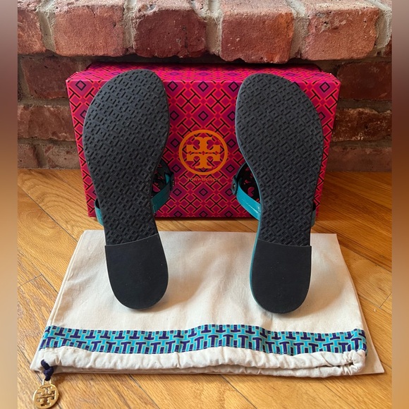 Tory Burch Teal Logo Thong Sandals - Picture 6 of 11